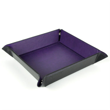 Purple & Black PU Leather - Square Hard Dice Tray